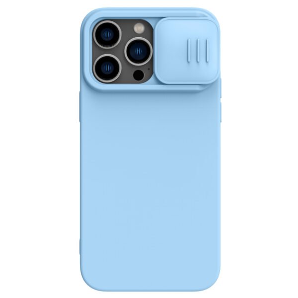 Nillkin Case for Apple iPhone 14 Pro Max (6.7" Inch) CamShield Silky Soft Liquid Silicon + PC Finish Camera Slider Magnetic Works with Magsafe Charger Inside Microfibre Haze Blue