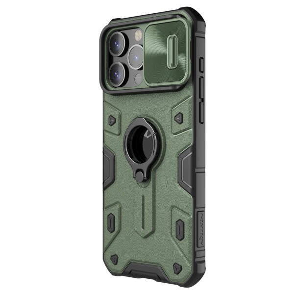 Nillkin Case for Apple iPhone 15 Pro (6.1" Inch) CamShield Armor Military Grade Camera Close & Open Double Layered Protection TPU + PC Finish with Kickstand Green Color