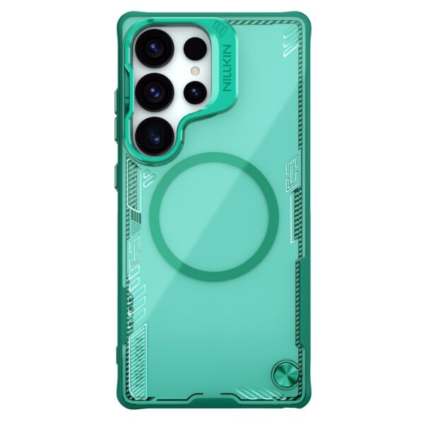 Nillkin Case for Samsung Galaxy S25 Ultra (6.8" Inch) Iceblade Prop Case with Mag Safe Magnetic Features Corner Air Bags + Aluminium camera protect stand scratch & dust proof Green